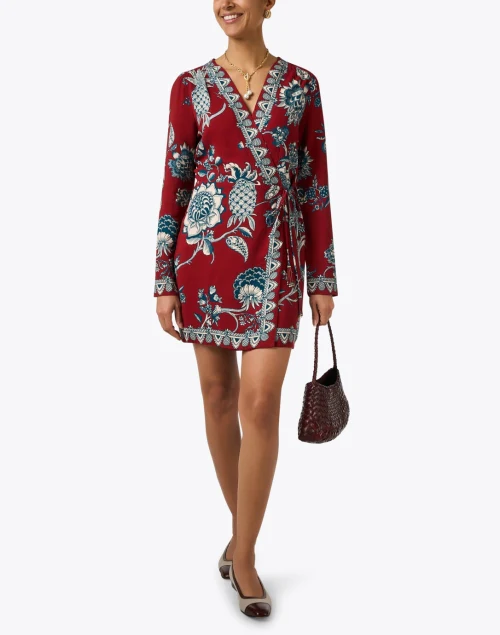 Red Print Wrap Dress