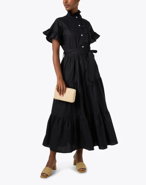 Victoria Black Ruffled Cotton Dress
