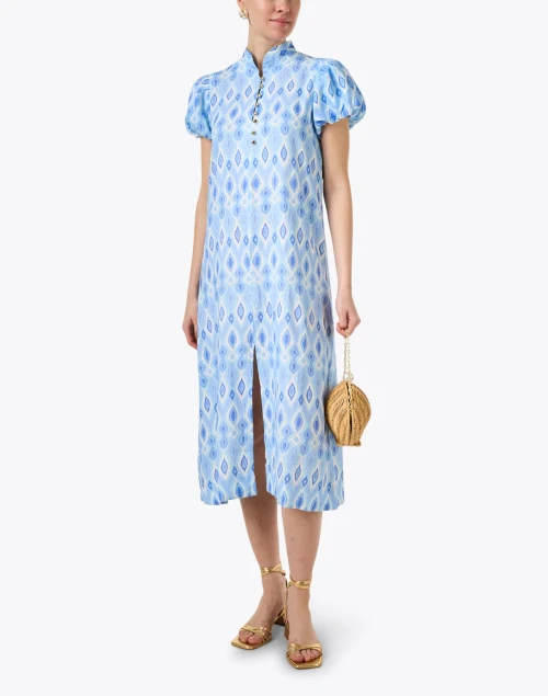 Blue Ikat Midi Dress