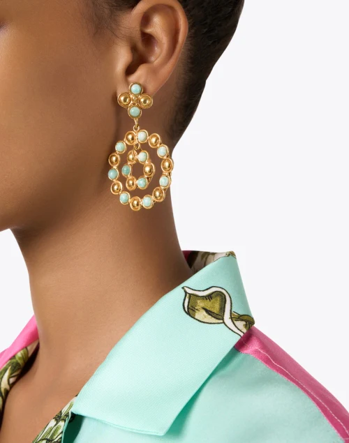 Flower Candies Gold and Green Drop Earrings