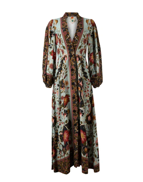 Blue Multi Print Maxi Dress