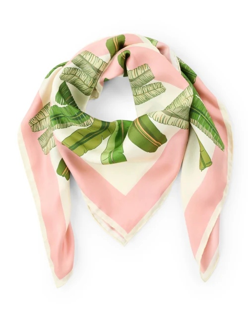 Pink and Green Banana Print Silk Scarf