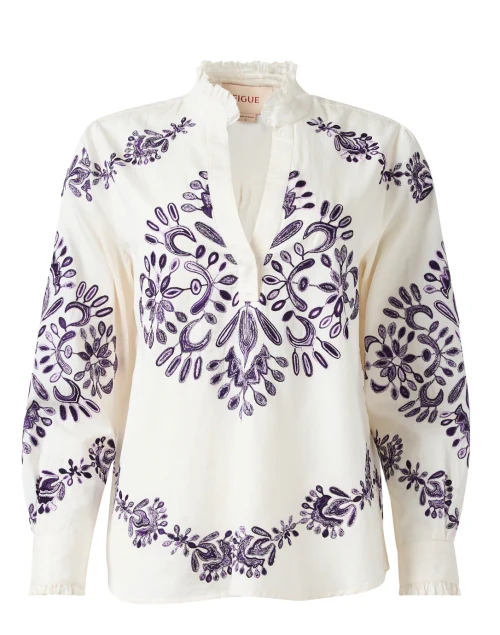 Celestina White Embroidered Cotton Top