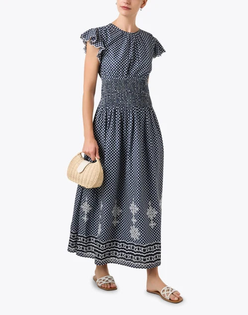Aurelia Navy Print Cotton Dress