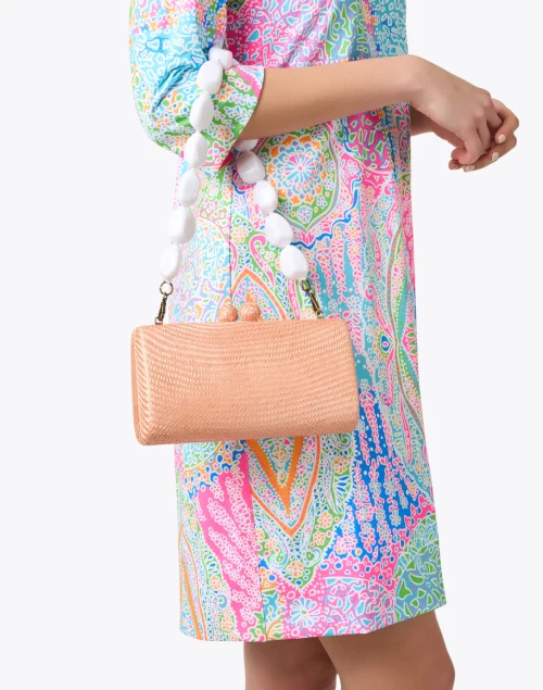 Mariah Peach Woven Clutch