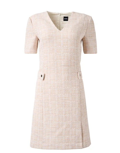 Destena Beige Tweed Shift Dress