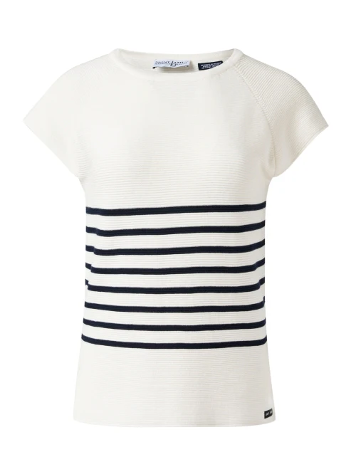 Eva White and Navy Striped Cotton Sweater