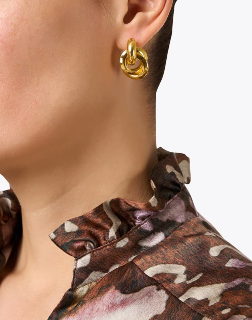 Gold Intertwined Circle Earrings