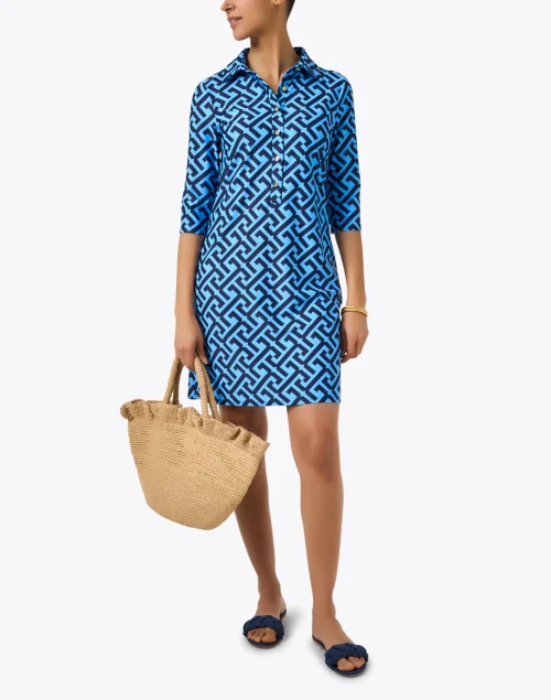 Susanna Blue Key Print Dress