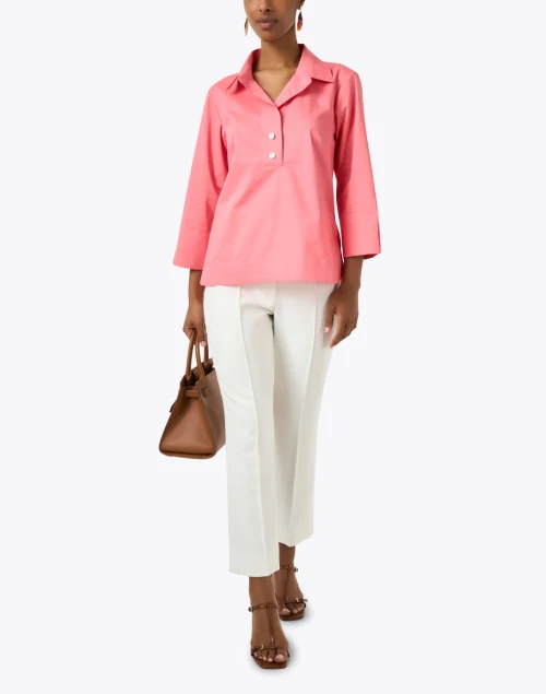 Aileen Coral Cotton Blend Top