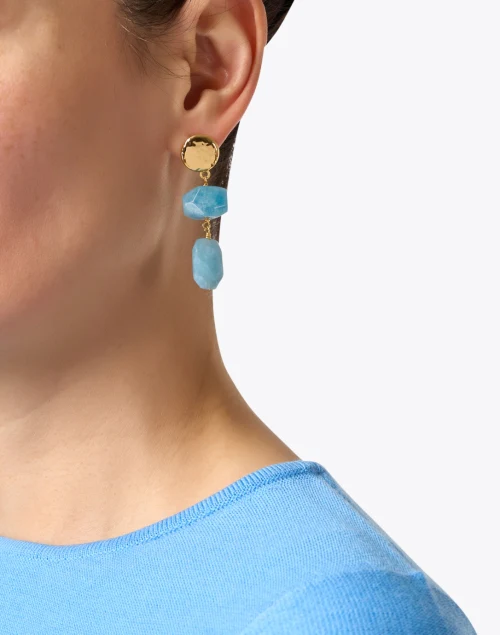 Gold and Blue Drop Earrings