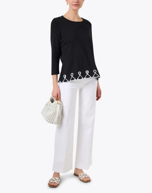 Black Embroidered Knit Top