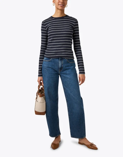 Navy and White Striped Top