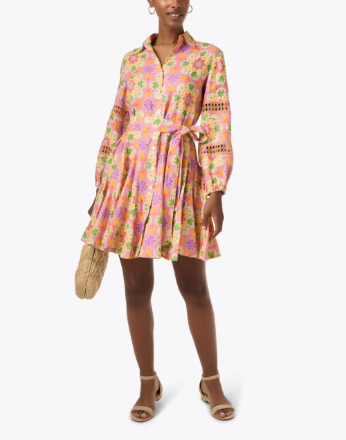 Versilia Multi Print Embroidered Linen Dress