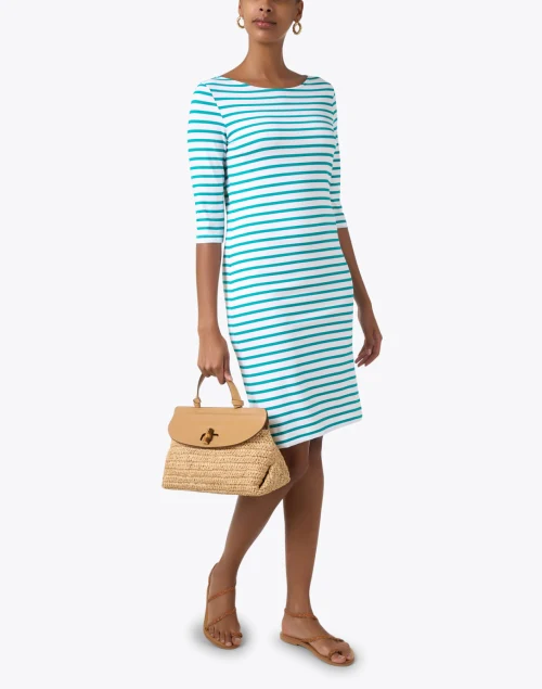 Propriano Green and White Striped Dress