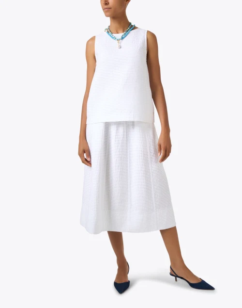 White Textured Cotton Top