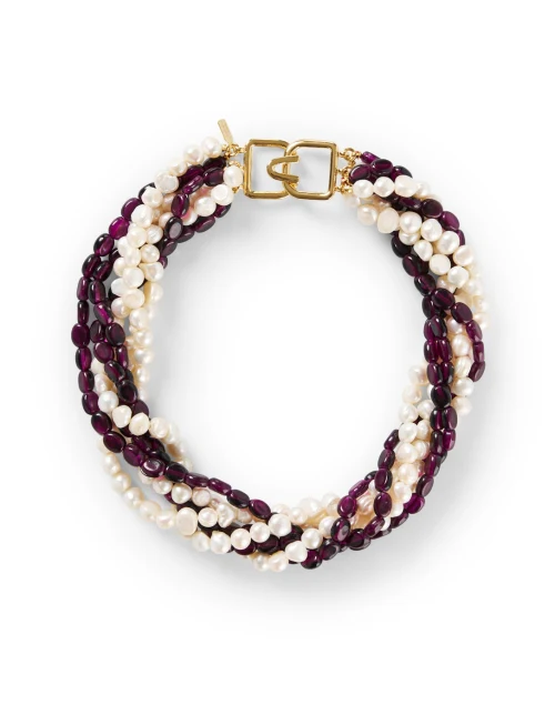 Amethyst and Pearl Multi Strand Necklace