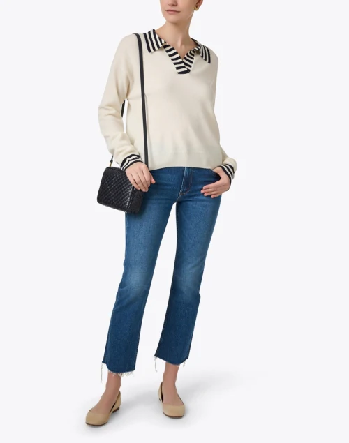 Breton Cream and Navy Polo Sweater