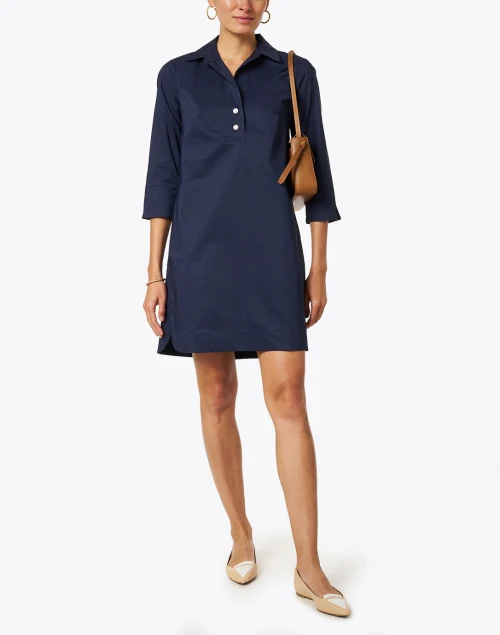 Aileen Navy Stretch Cotton Dress