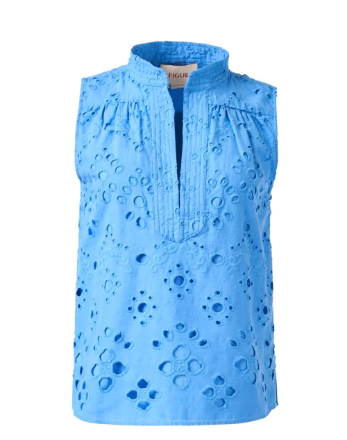 Dani Blue Eyelet Cotton Top
