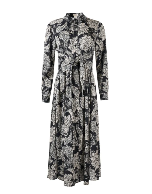 Essie Black and White Floral Shirt Dress