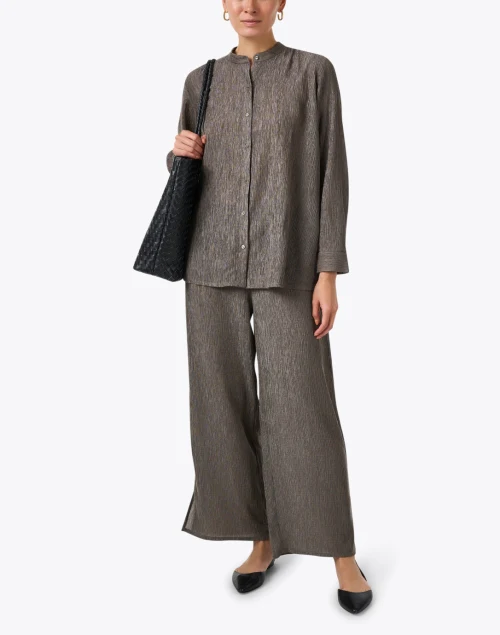 Cascade Taupe Plisse Wide Leg Pant