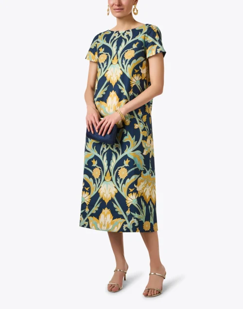 Adria Navy Print Reversible Print Dress