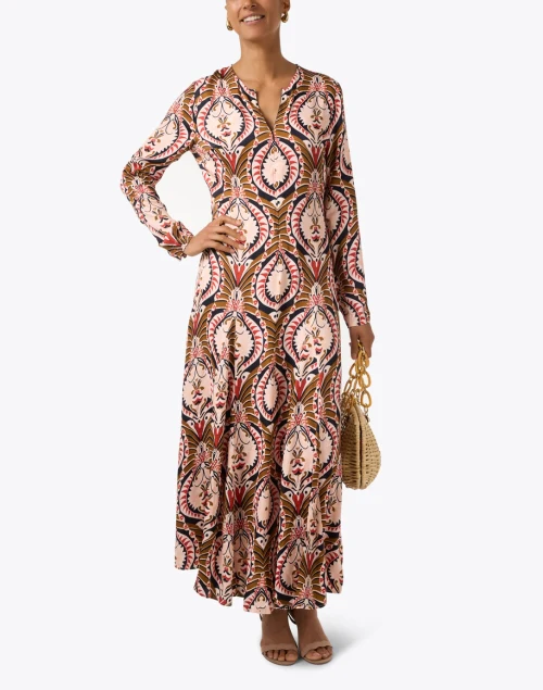 Multi Print Front Zip Dress
