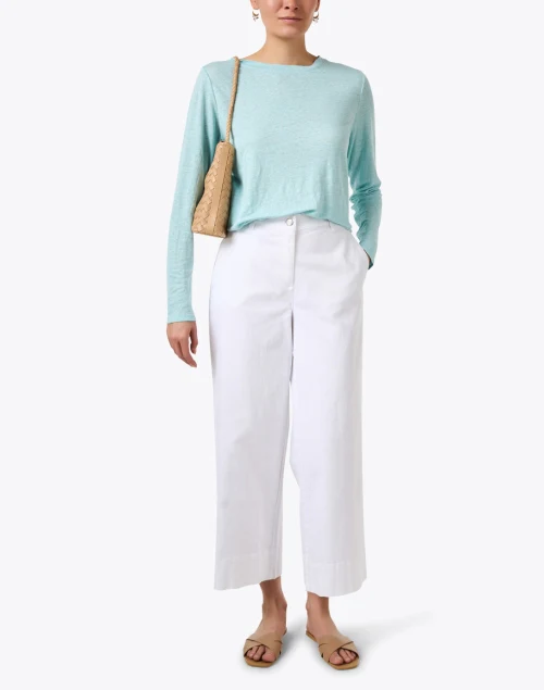 Pool Blue Linen Top