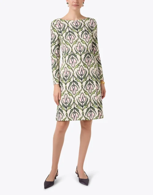 Rampur Green and Pink Print Jersey Dress