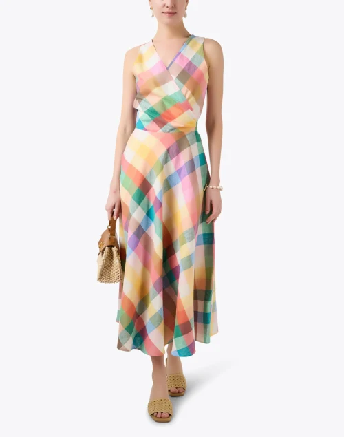 Easton Multi Plaid Stretch Linen Dress