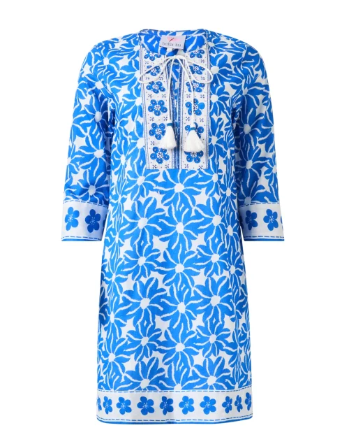 Blue Floral Print Tunic Dress