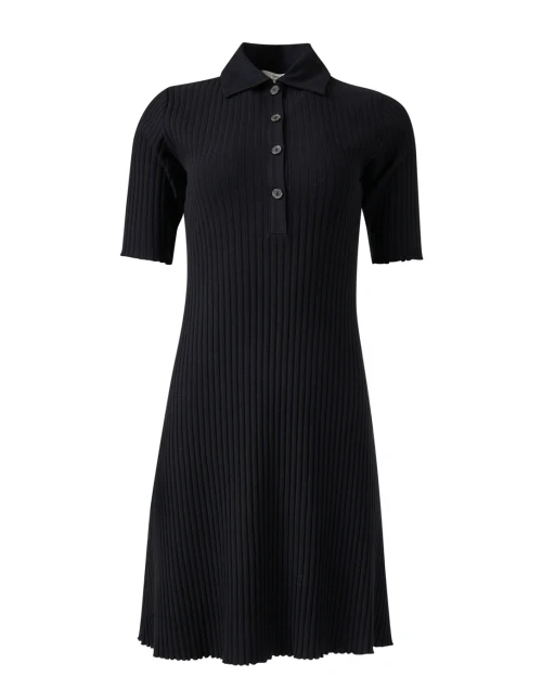Black Knit Polo Dress