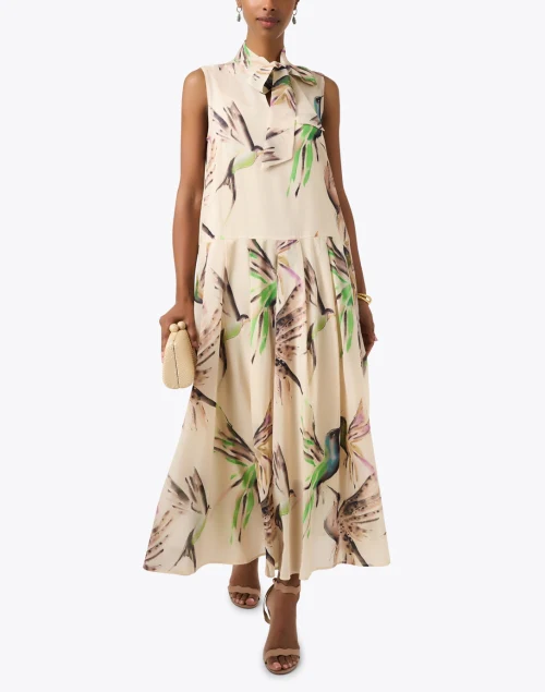 Ivory Bird Printed Dress