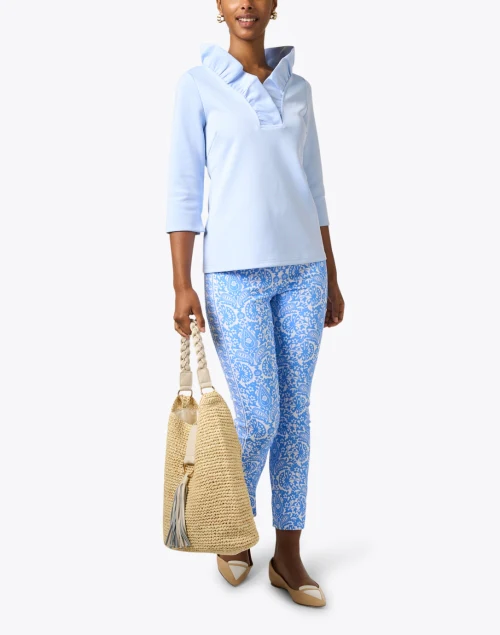 Periwinkle Ruffle Neck Top
