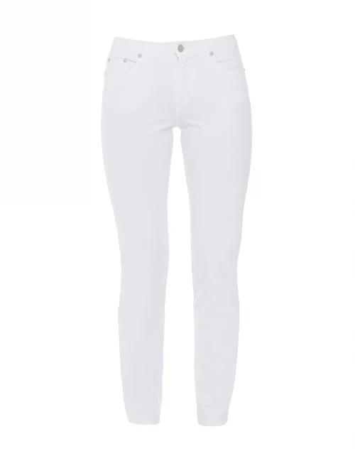 White Stretch Cotton Twill Jeans