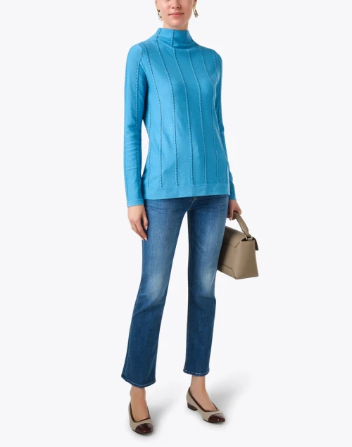 Blue Striped Knit Top