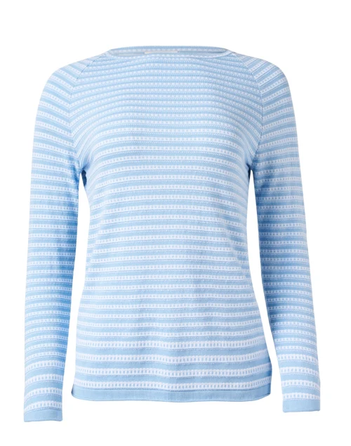 Blue and White Striped Cotton Sweater