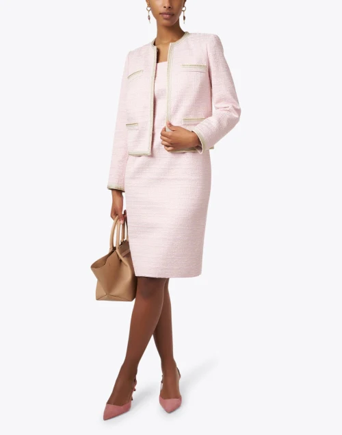 Pink Metallic Trim Tweed Jacket