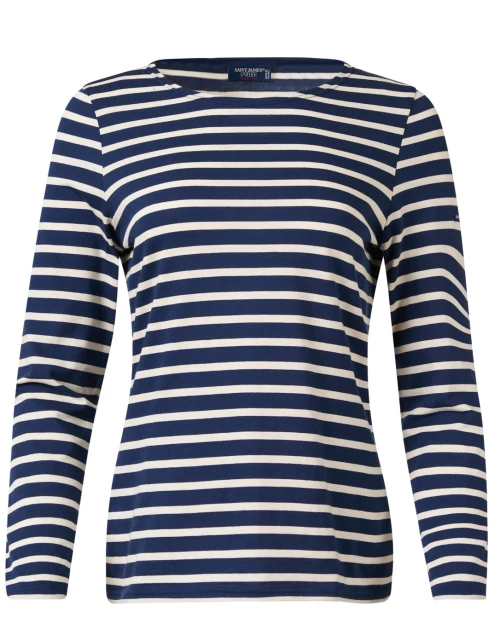 Minquidame Navy and Ecru Striped Cotton Top