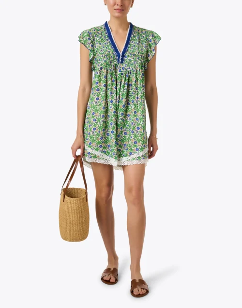 Sasha Blue and Green Floral Mini Dress