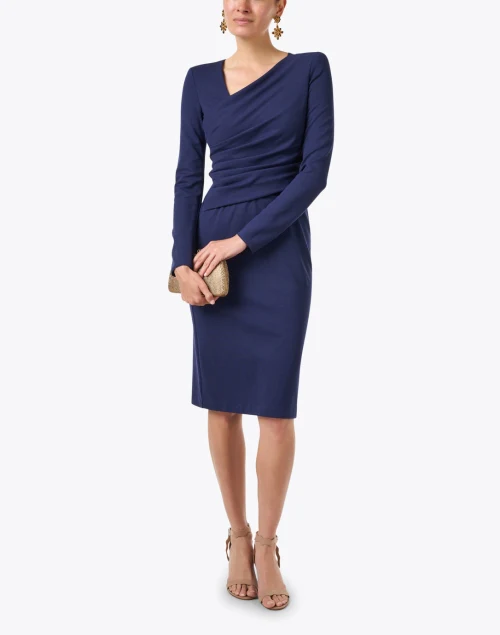 Blue Ruched Jersey Dress