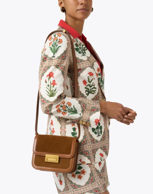 Desi Cacao Suede Crossbody Bag