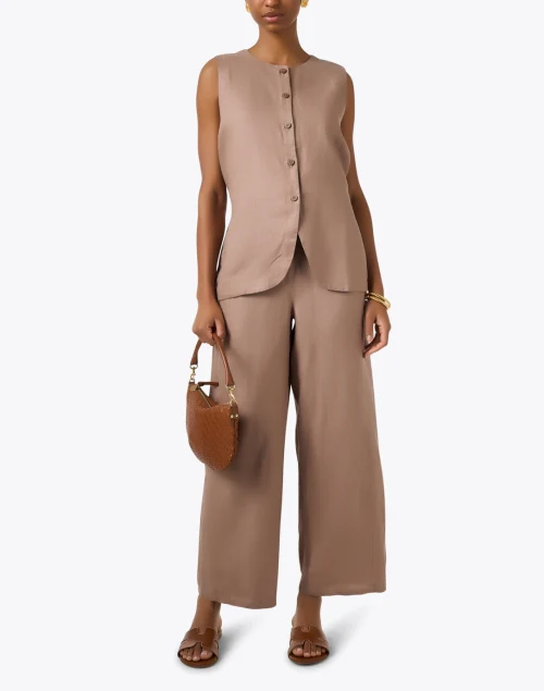 Taupe Linen Vest Top
