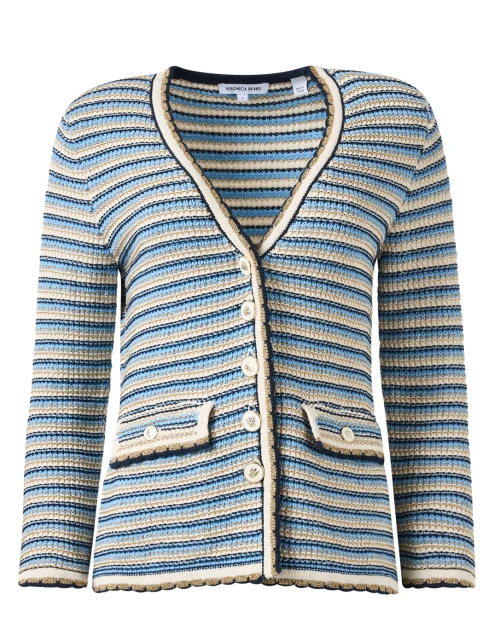 Ceriani Navy Multi Striped Knit Cardigan