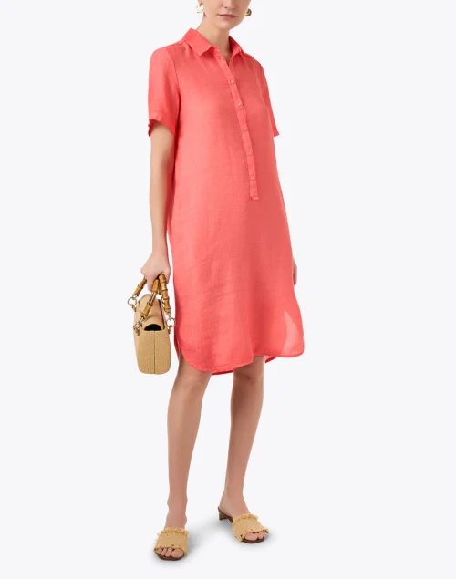 Abito Coral Linen Polo Dress