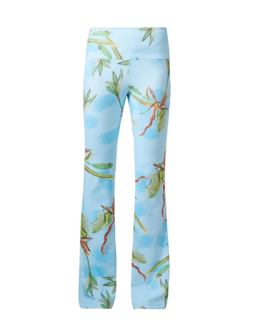 Elaine Blue Bamboo Print Knit Pant