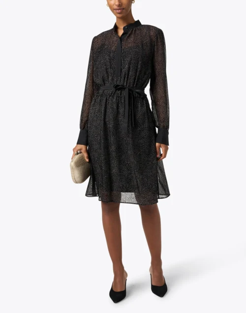 Black Sheer Dot Dress