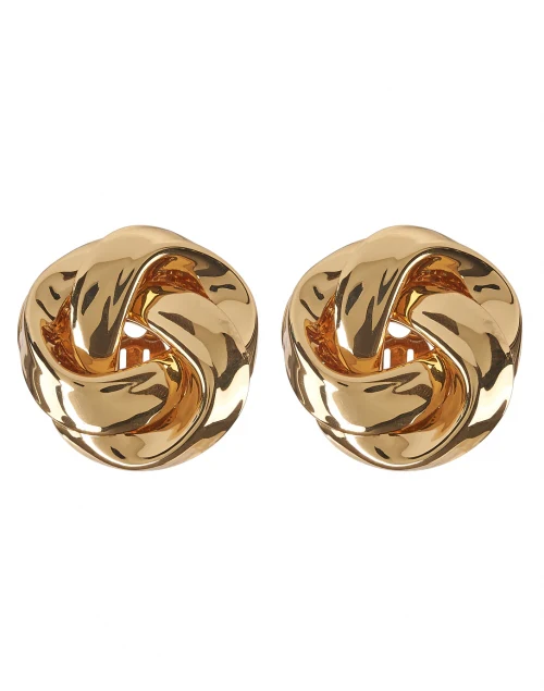 Gold Knot Stud Clip Earrings