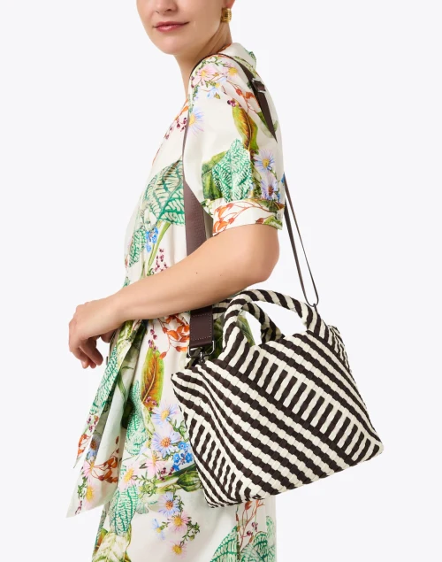 St. Barths Small Brown and White Woven Handbag